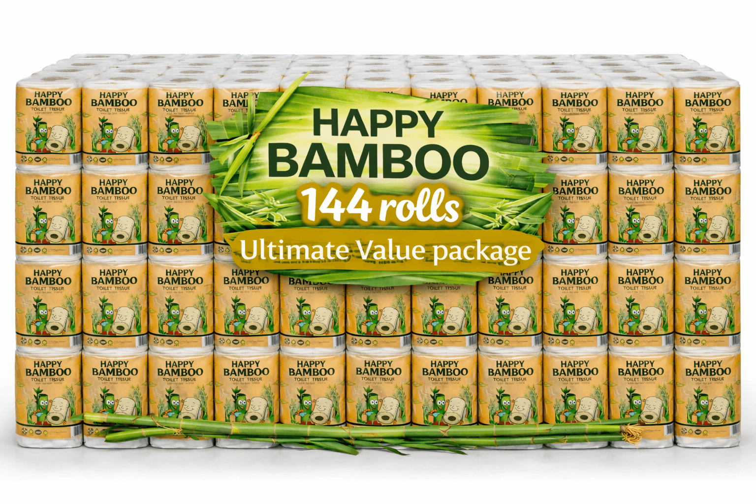 Happy Bamboo Ultimate Value Pack (144 Rolls)