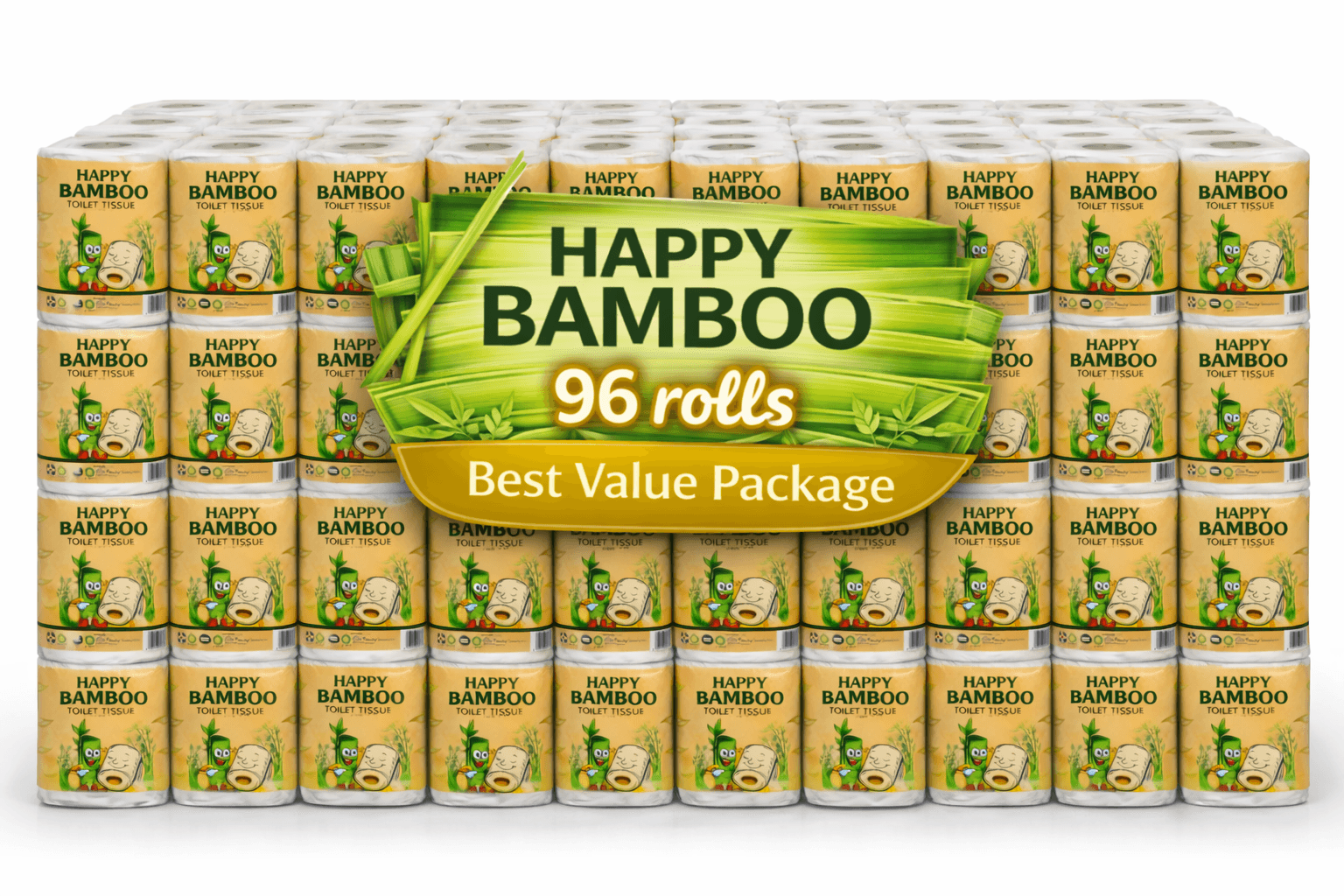 Happy Bamboo Best Value Pack (96 Rolls)